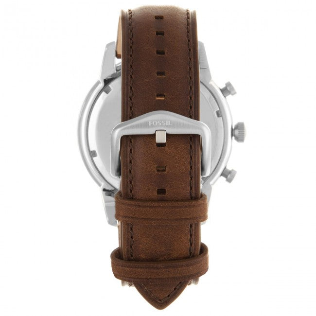 Fossil Townsman Chronograph Black Dial Brown Leather Strap Watch for Men - FS5280