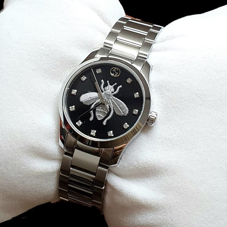 Shop Authentic Gucci G Timeless Quartz Black Dial Silver Steel Strap Watch For Women - YA1264136 - Luxxuri