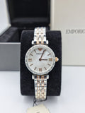 Shop Authentic Emporio Armani Gianni T-Bar Silver Dial Two Tone Steel Strap Watch For Women - AR11293 - Luxxuri