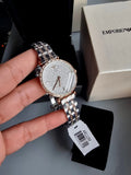 Shop Authentic Emporio Armani Gianni T-Bar Silver Dial Two Tone Steel Strap Watch For Women - AR11293 - Luxxuri