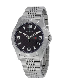 Shop Authentic Gucci G Timeless Black Dial Silver Steel Strap Watch For Men - YA126201 - Luxxuri