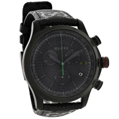 Shop Authentic Gucci G Timeless Quartz Chronograph Black Dial Black Leather Strap Watch For Men - YA126244 - Luxxuri