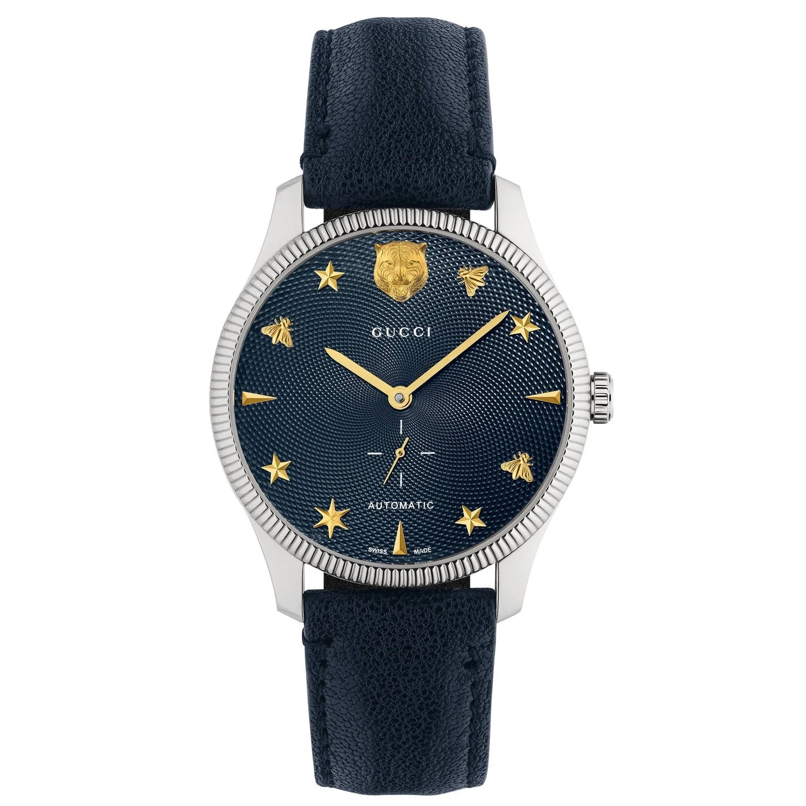 Shop Authentic Gucci G Timeless Automatic Blue Dial Black Leather Strap Watch For Men - YA126347 - Luxxuri