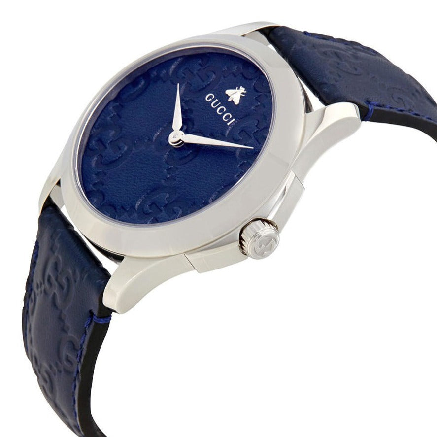 Shop Authentic Gucci G Timeless Quartz Blue Dial Blue Leather Strap Watch For Men - YA1264032 - Luxxuri