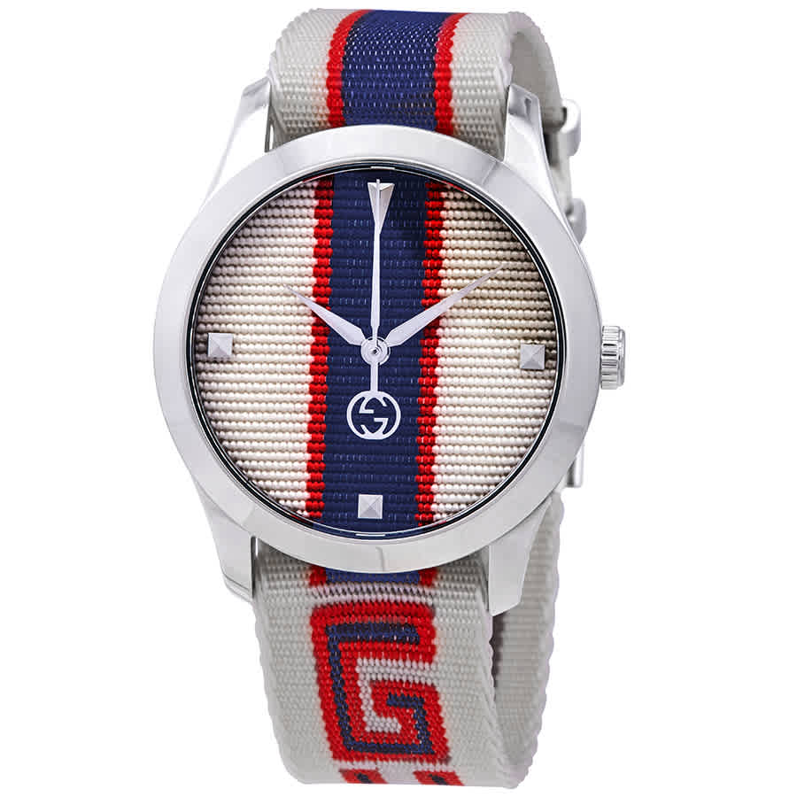 Shop Authentic Gucci G Timeless Quartz White Dial Two Tone NATO Strap Watch For Men - YA1264071 - Luxxuri