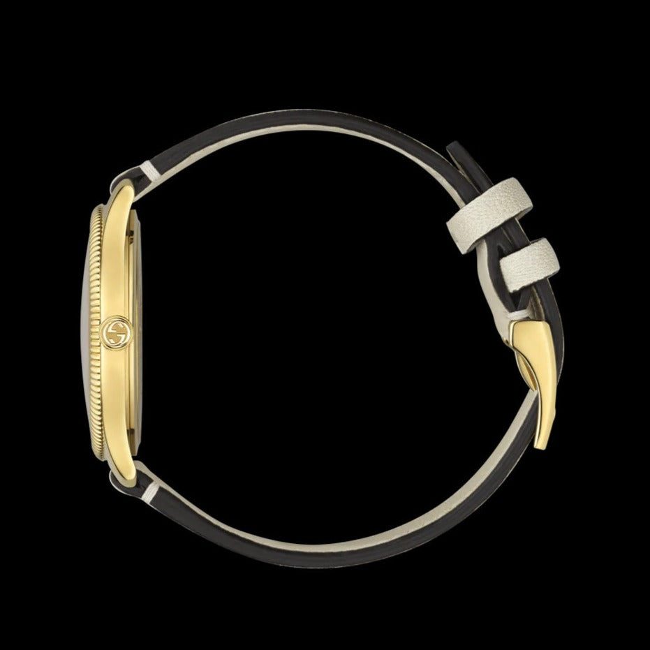 Shop Authentic Gucci G Timeless Quartz Gold Dial Beige Leather Strap Watch For Women - YA1264180 - Luxxuri