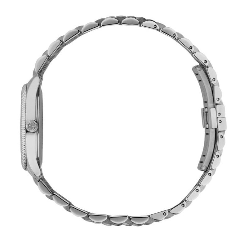 Shop Authentic Gucci G Timeless Quartz Black Dial Silver Steel Strap Watch For Women - YA1265020 - Luxxuri