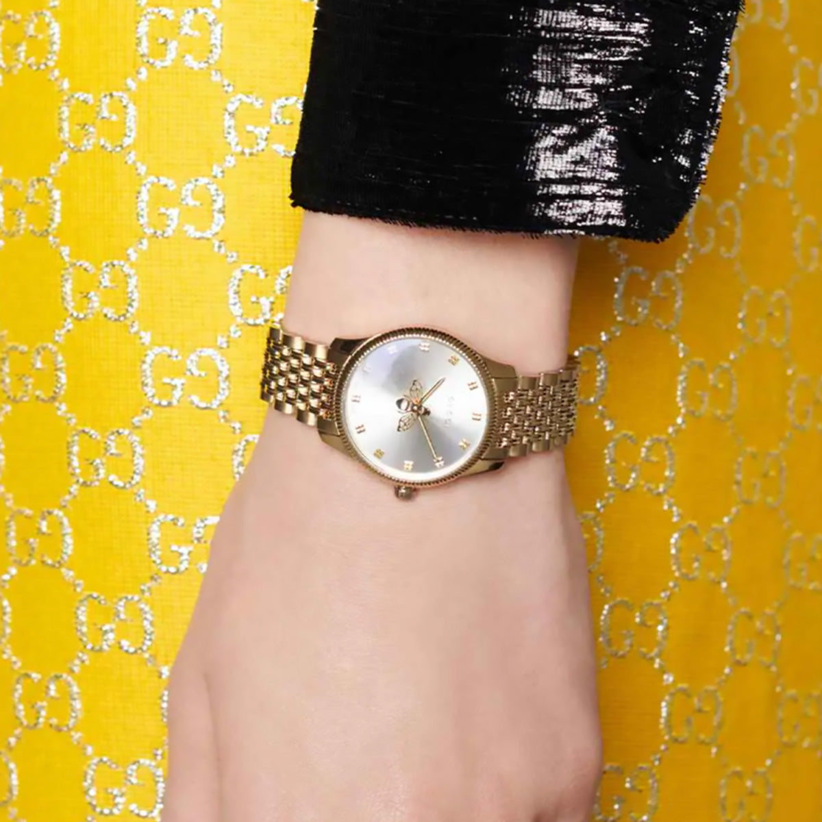 Shop Authentic Gucci G Timeless Quartz Mother of Pearl Dial Gold Steel Strap Watch For Women - YA1265021 - Luxxuri