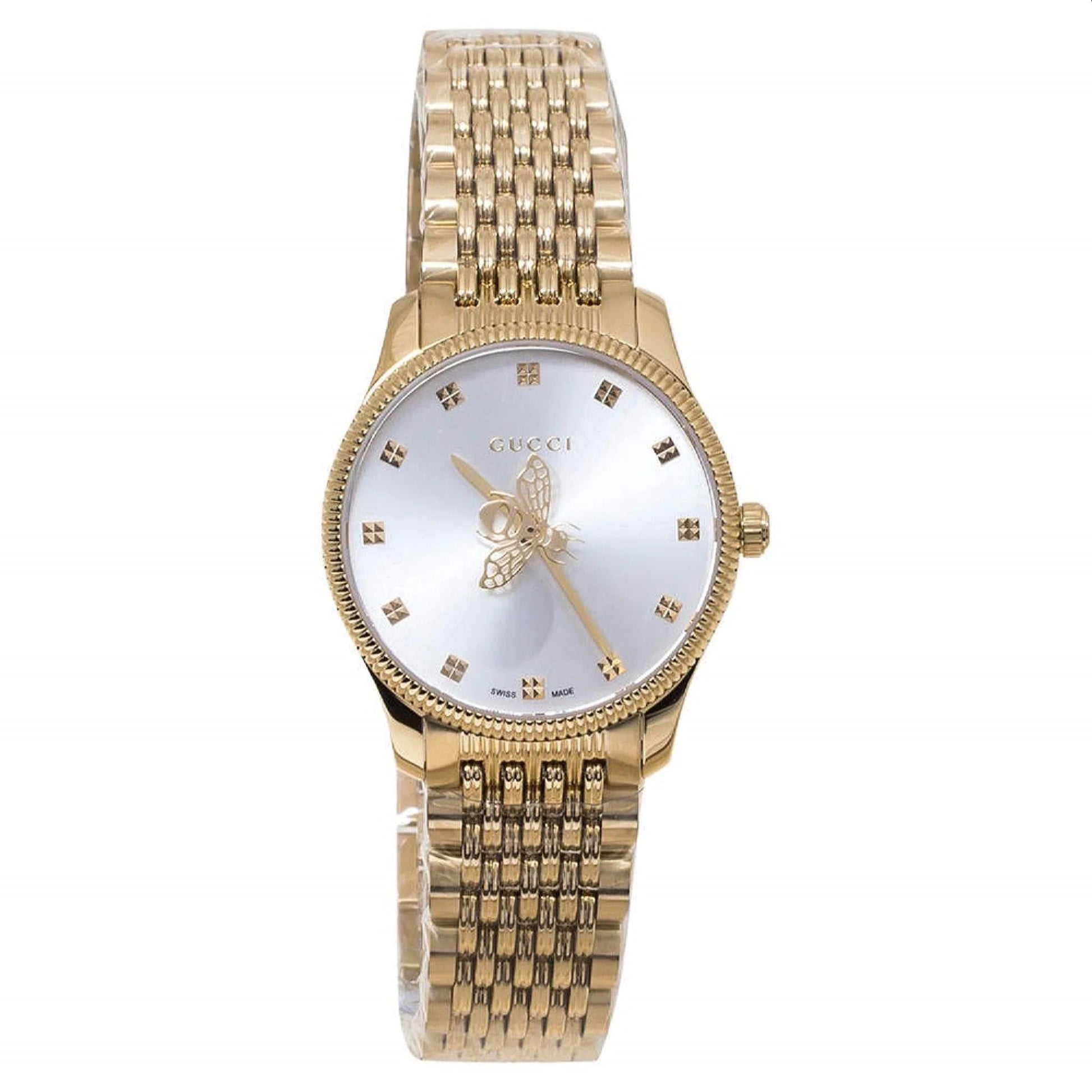 Shop Authentic Gucci G Timeless Quartz Mother of Pearl Dial Gold Steel Strap Watch For Women - YA1265021 - Luxxuri