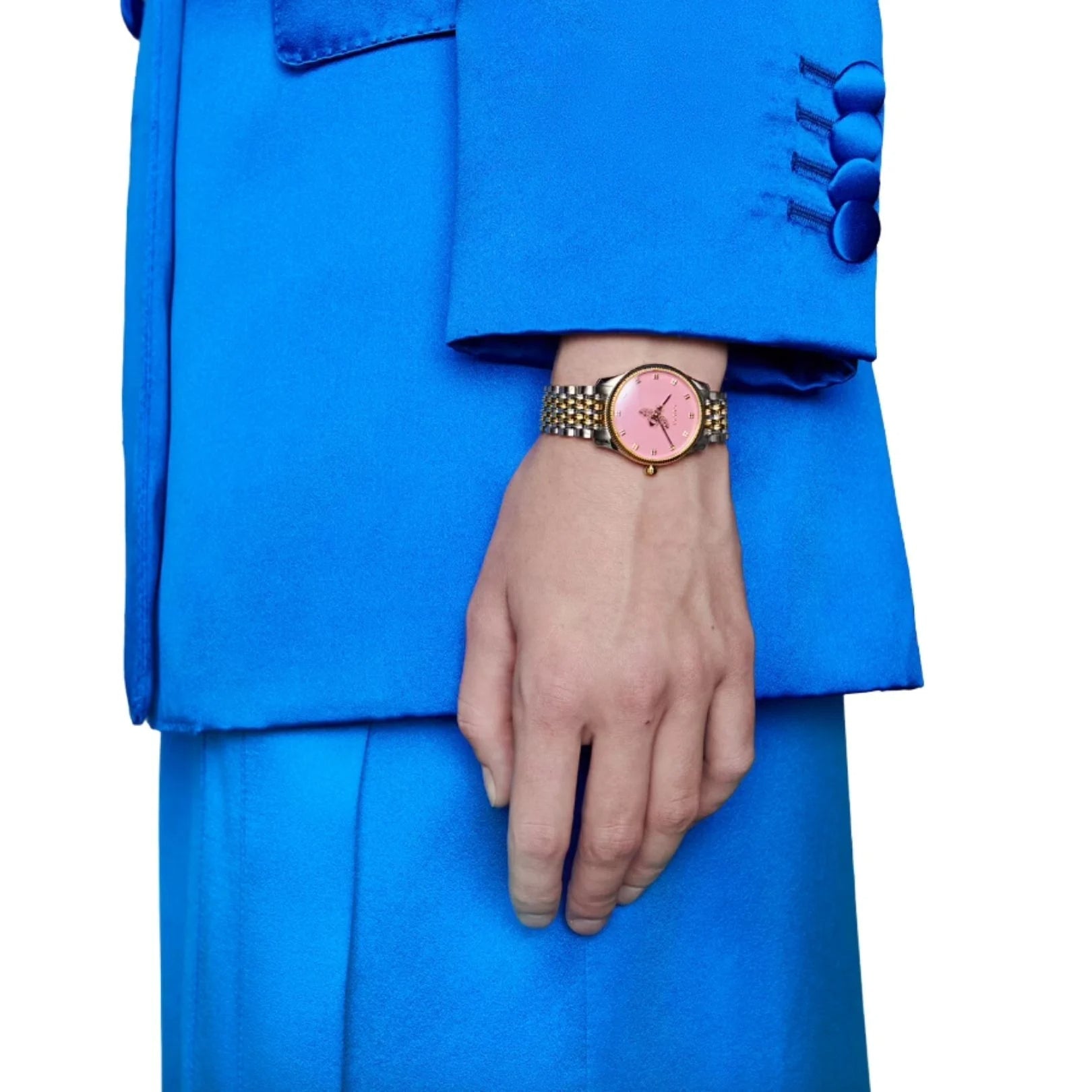 Shop Authentic Gucci G Timeless Quartz Pink Dial Two Tone Steel Strap Watch For Women - YA1265030 - Luxxuri