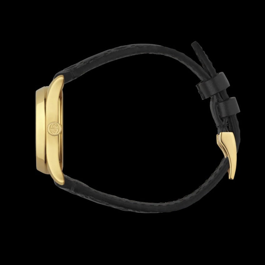 Shop Authentic Gucci G Timeless Quartz Black Dial Black Leather Strap Watch For Women - YA126581A - Luxxuri