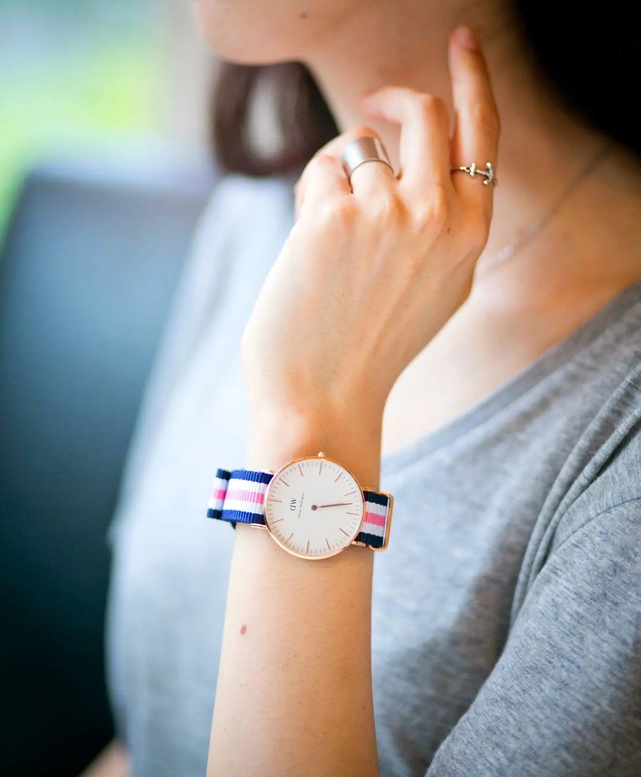 Shop Authentic Daniel Wellington Classic South Hampton White Dial Two Tone Nylon Strap Watch For Women - DW00100034 - Luxxuri