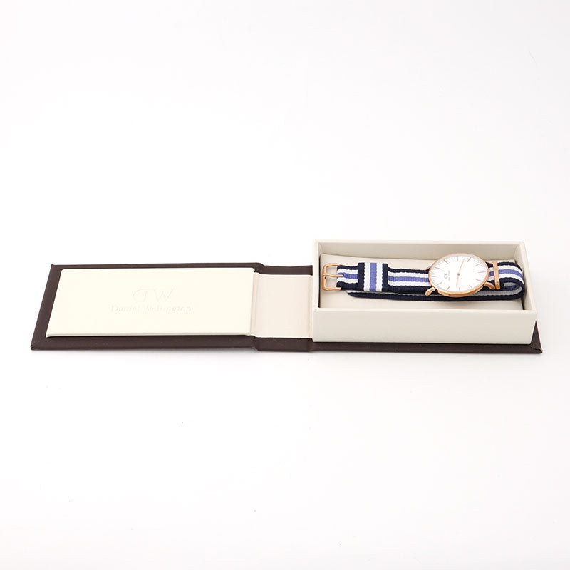 Shop Authentic Daniel Wellington Classic Trinity White Dial Three Tone Nylon Strap Watch For Women - 0509DW - Luxxuri
