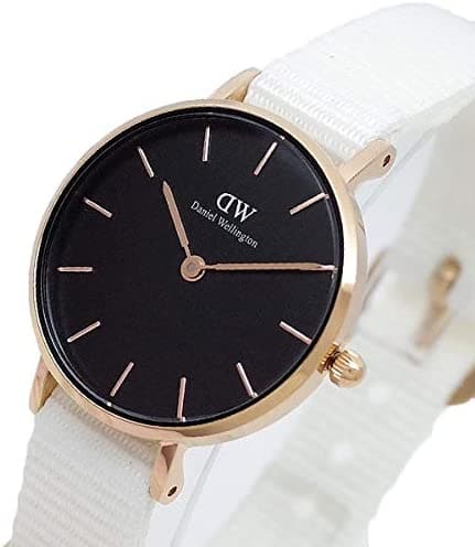 Shop Authentic Daniel Wellington Classic Petite Dover Black Dial White NATO Strap Watch For Women - DW001000314 - Luxxuri