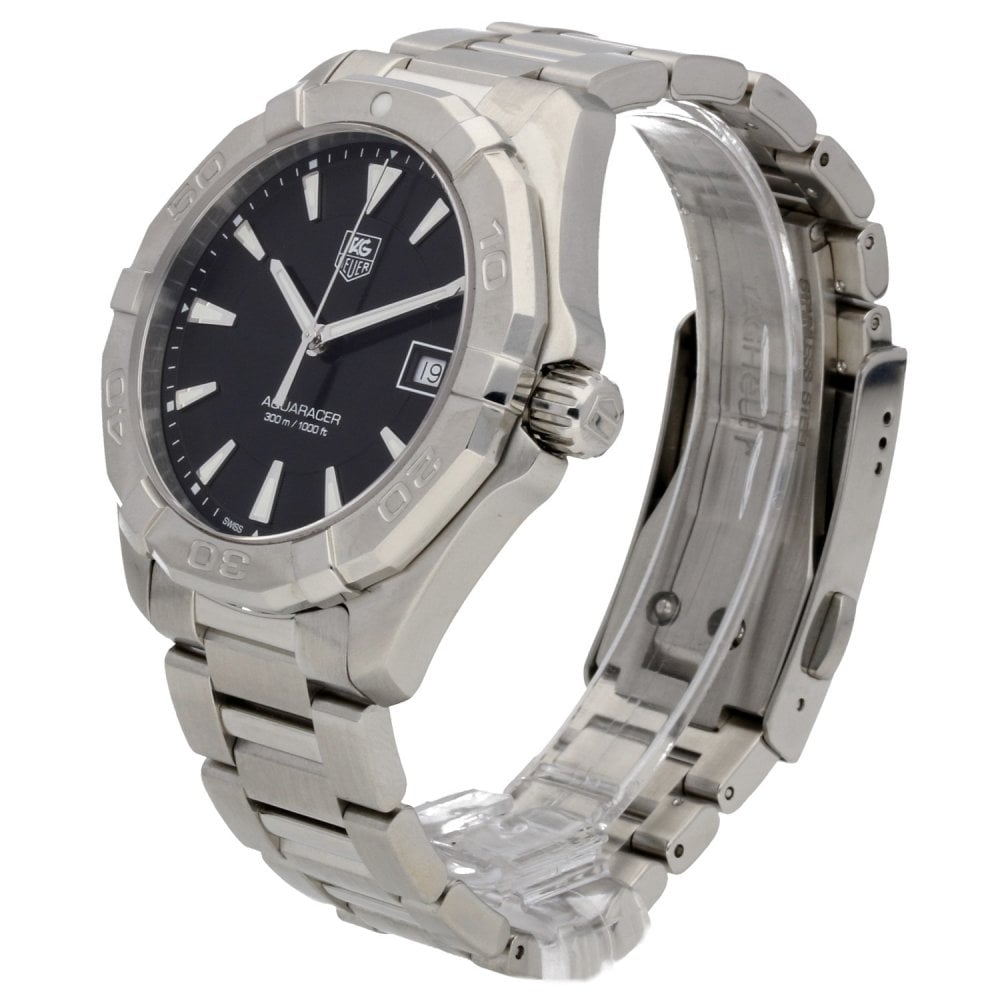 Shop Authentic Tag Heuer Aquaracer Quartz Black Dial Silver Steel Strap Watch for Men - WAY1110.BA0928 - Luxxuri