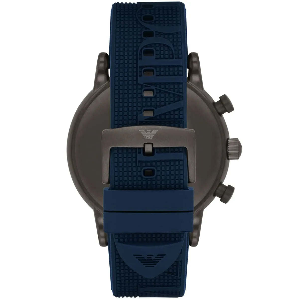 Emporio Armani Luigi Chronograph Black Dial Blue Rubber Strap Watch For Men - AR11023