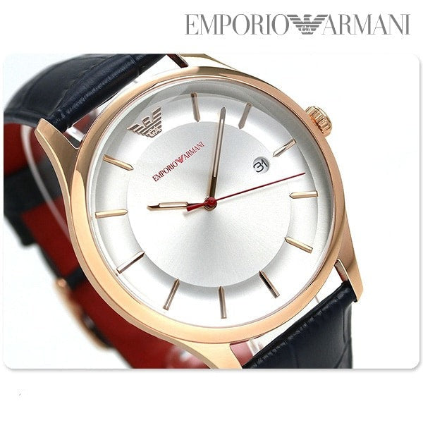 Shop Authentic Emporio Armani Classic Silver Dial Blue Leather Strap Watch For Men - AR11131 - Luxxuri