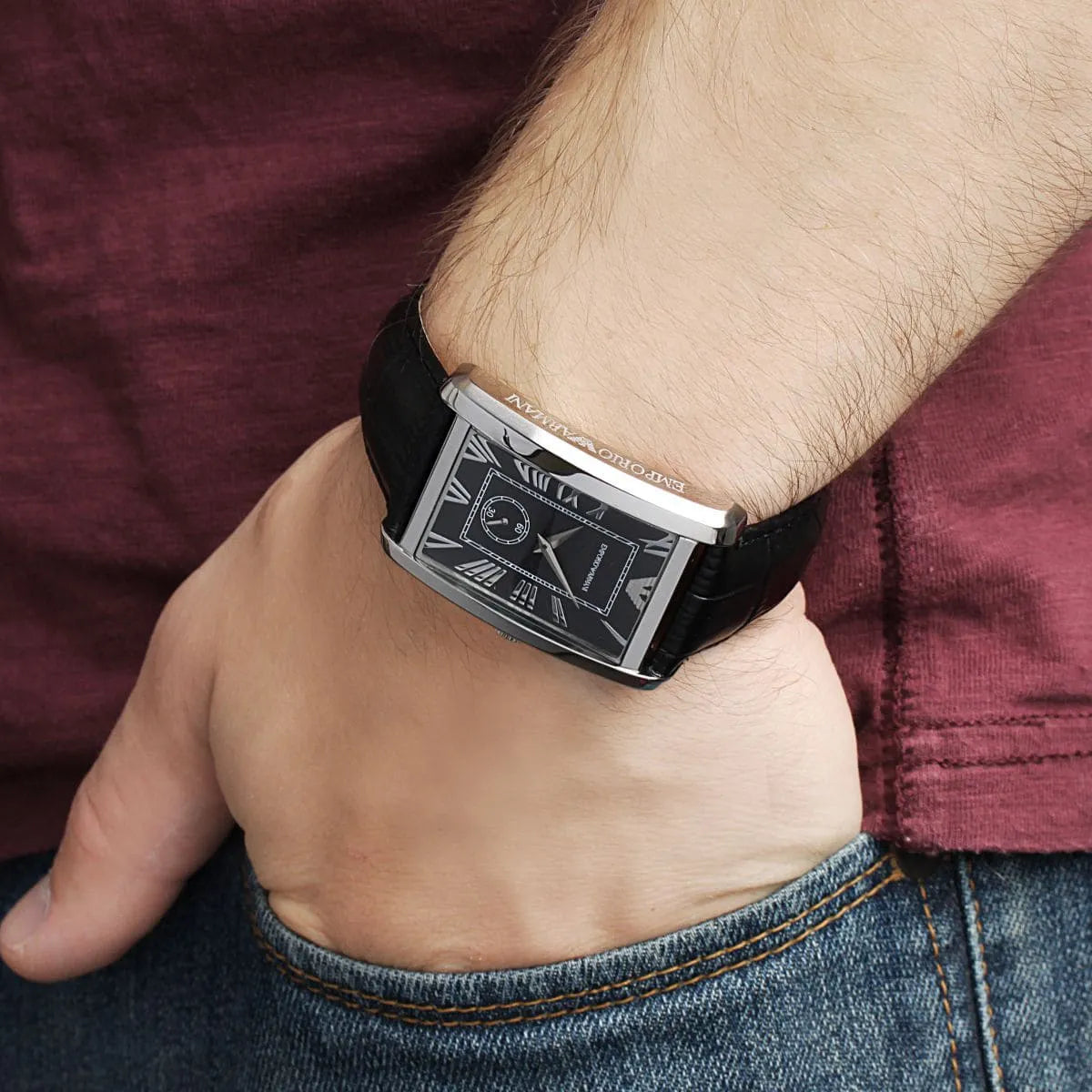 Shop Authentic Emporio Armani Classic Analog Black Dial Black Leather Strap Strap Watch For Men - AR1604 - Luxxuri