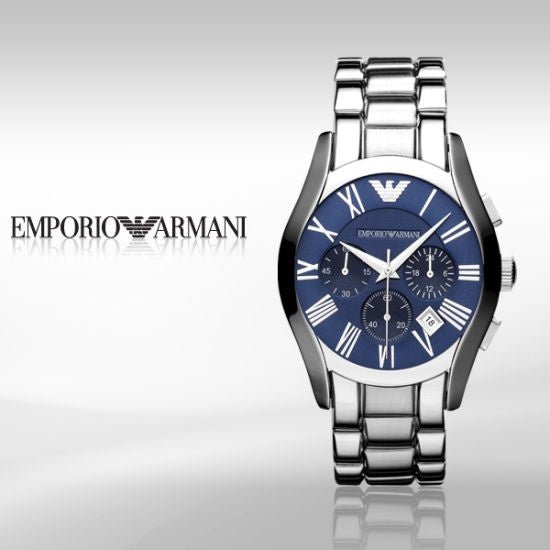 Emporio Armani Classic Blue Dial Silver Steel Strap Watch For Men - AR1635