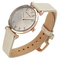 Shop Authentic Emporio Armani Gianni T Bar Gunmetal Dial Beige Leather Strap Watch For Women - AR1681 - Luxxuri