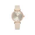 Shop Authentic Emporio Armani Gianni T Bar Gunmetal Dial Beige Leather Strap Watch For Women - AR1681 - Luxxuri