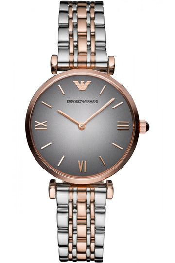 Shop Authentic Emporio Armani Gianni T Bar Grey Dial Two Tone Stainless Steel Watch For Women - AR1725 - Luxxuri