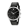 Shop Authentic Emporio Armani Luigi Chronograph Black Dial Black Leather Watch For Men - AR1828 - Luxxuri