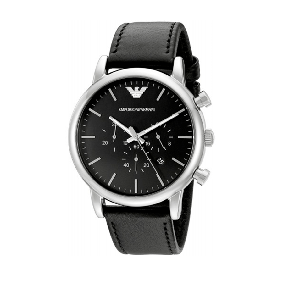 Shop Authentic Emporio Armani Luigi Chronograph Black Dial Black Leather Watch For Men - AR1828 - Luxxuri