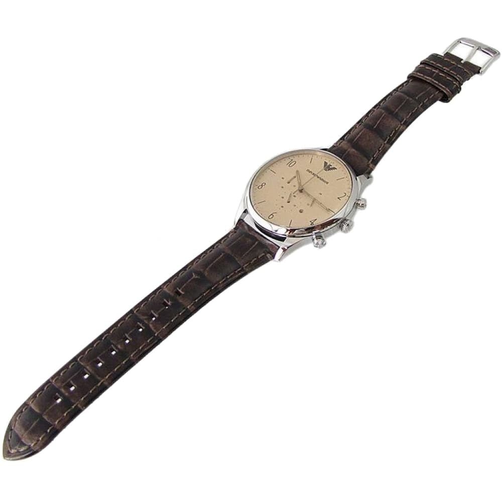 Shop Authentic Emporio Armani Classic Chronograph Cream Dial Brown Leather Strap Watch For Men - AR1878 - Luxxuri
