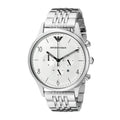 Shop Authentic Emporio Armani Classic Chronograph Silver Dial Silver Steel Strap Watch For Men - AR1879 - Luxxuri