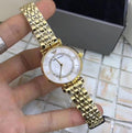 Shop Authentic Emporio Armani Gianni T Bar White Mother of Pearl Dial Gold Steel Strap Watch For Women - AR1907 - Luxxuri