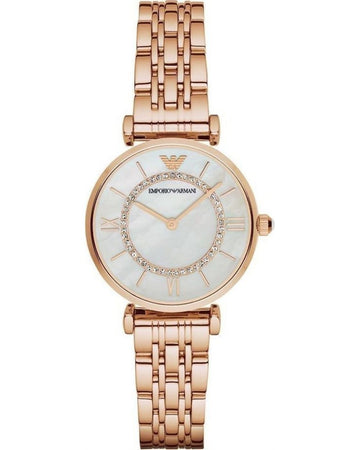 Shop Authentic Emporio Armani Gianni T Bar Mother of Pearl Rose Gold Stainless Steel Strap Watch For Women - AR1909 - Luxxuri