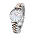 Shop Authentic Emporio Armani Gianni T-Bar Mother of Pearl Dial Two Tone Steel Strap Watch For Women - AR1987 - Luxxuri