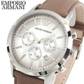 Shop Authentic Emporio Armani Classic Chronograph Silver Dial Brown Leather Strap Watch For Men - AR2471 - Luxxuri