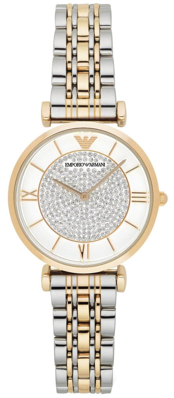 Shop Authentic Emporio Armani Gianni T Bar White Dial Two Tone Steel Strap Watch For Women - AR8031 - Luxxuri