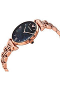 Shop Authentic Emporio Armani Gianni T-Bar Black Dial Rose Gold Strap Watch For Women - AR11145 - Luxxuri
