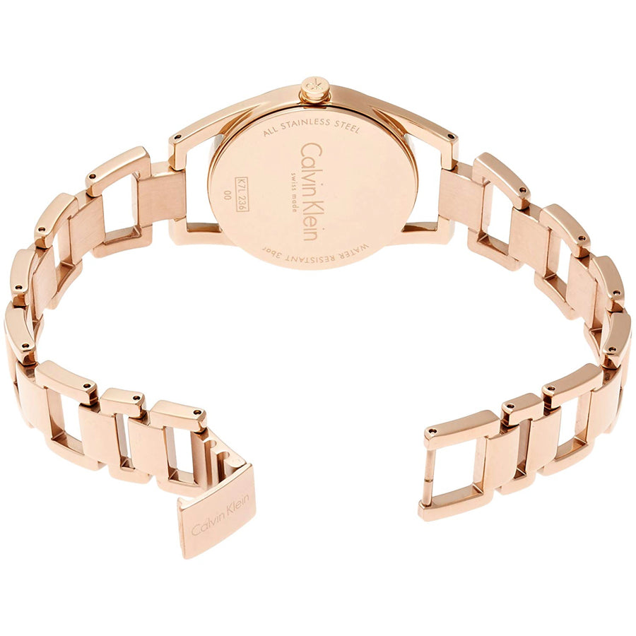 Shop Authentic Calvin Klein Dainty White Dial Rose Gold Steel Strap Watch for Women - K7L23646 - Luxxuri