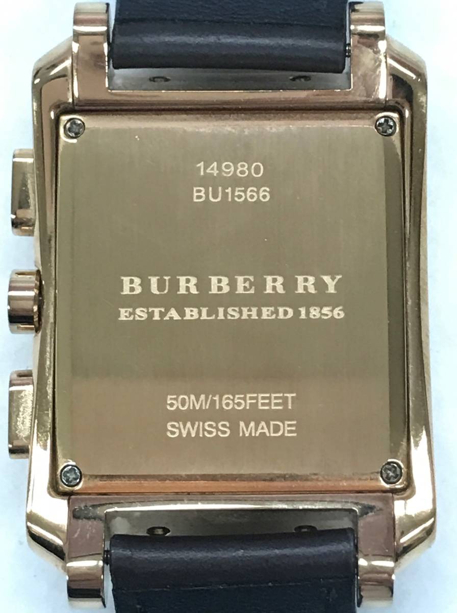 Burberry Heritage Chronograph Square Grey Dial Brown Leather Strap Watch for Men - BU1566