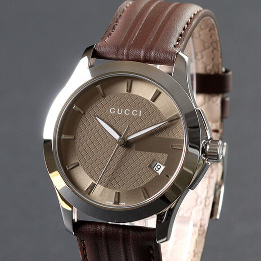 Shop Authentic Gucci G Timeless Quartz Brown Dial Brown Rubber Strap Watch For Men - YA126403 - Luxxuri