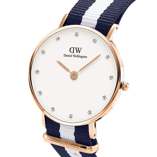 Shop Authentic Daniel Wellington Classy Glasgow White Dial Two Tone Nylon Strap Watch For Women - DW00100078 - Luxxuri