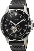 Shop Authentic Fossil Crewmaster Sports Automatic Black Dial Black Leather Strap Watch for Men - ME3148 - Luxxuri