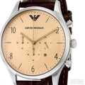 Shop Authentic Emporio Armani Classic Chronograph Cream Dial Brown Leather Strap Watch For Men - AR1878 - Luxxuri