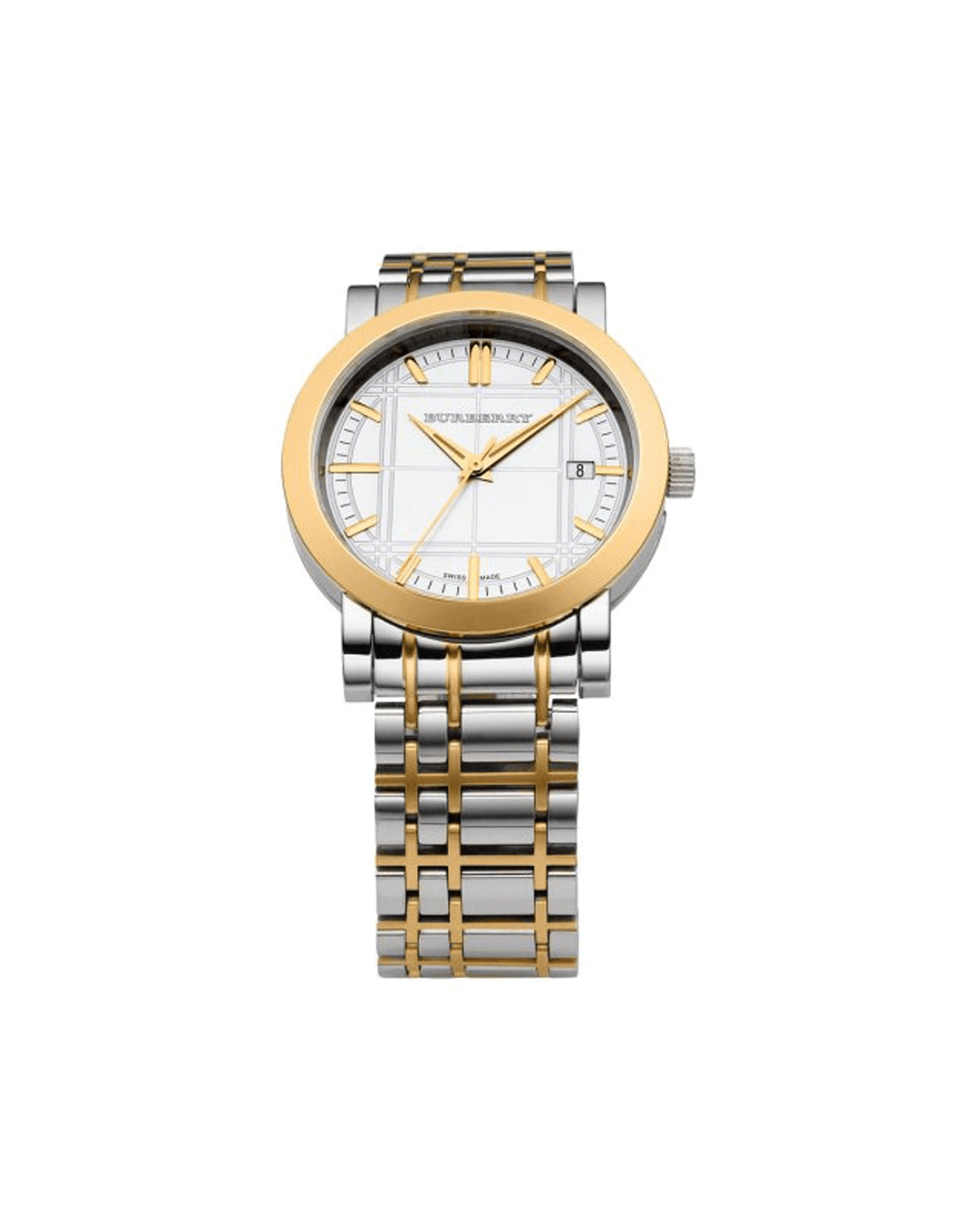 Burberry Heritage White Dial Two Tone Stainless Steel Strap Watch for Men - BU1358