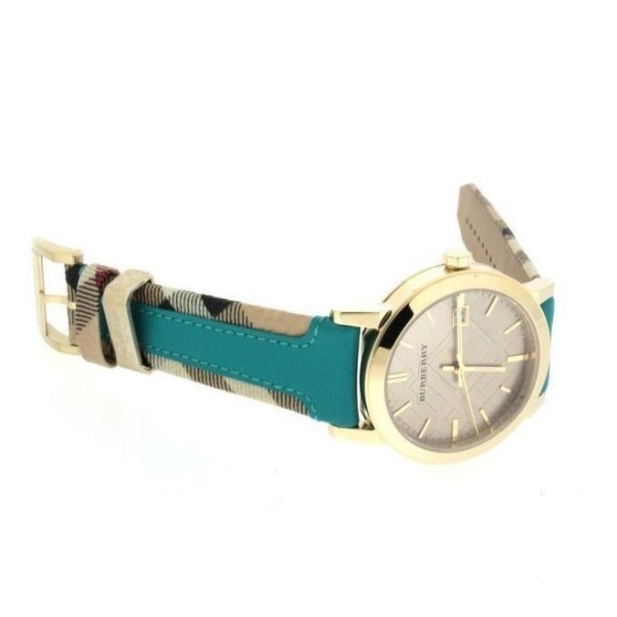 Shop Authentic Burberry The City Gold Dial Blue Leather Strap Watch for Women - BU9018 - Luxxuri