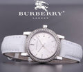 Shop Authentic Burberry The City White Diamonds Dial White Leather Strap Watch for Women - BU9221 - Luxxuri