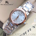 Shop Authentic Burberry The City Silver Dial Two Tone Steel Strap Watch for Women - BU9214 - Luxxuri