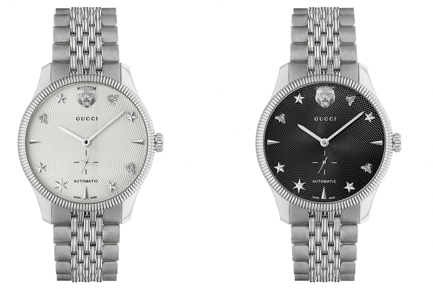 Shop Authentic Gucci G Timeless Automatic Black Dial Silver Steel Strap Watch For Men - YA126353 - Luxxuri