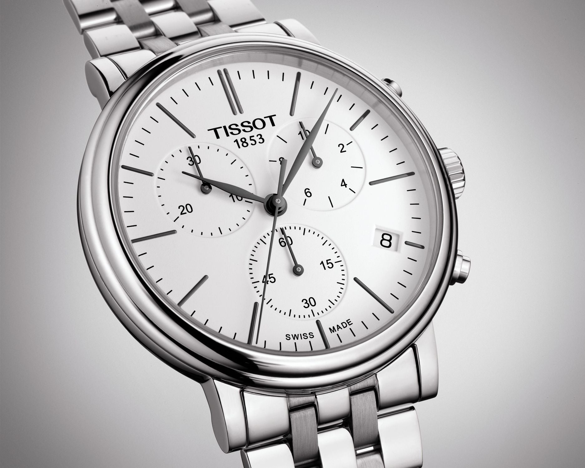 Tissot Carson Premium White Dial Silver Steel Strap Watch For Men - T122.417.11.011.00