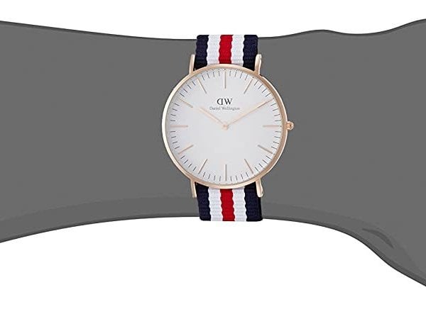 Shop Authentic Daniel Wellington Classic Canterbury White Dial Two Tone Nylon Strap Watch For Men - DW00100002 - Luxxuri