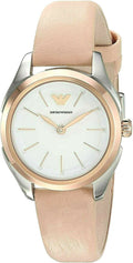 Shop Authentic Emporio Armani Valeria Quartz White Dial Beige Leather Strap Watch For Women - AR11031 - Luxxuri
